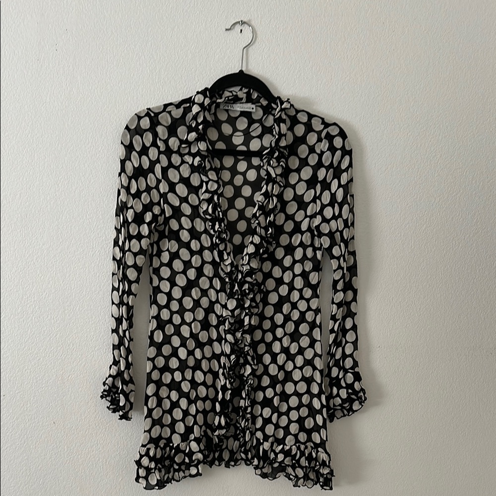 Polka Dot Ruffle Blouse